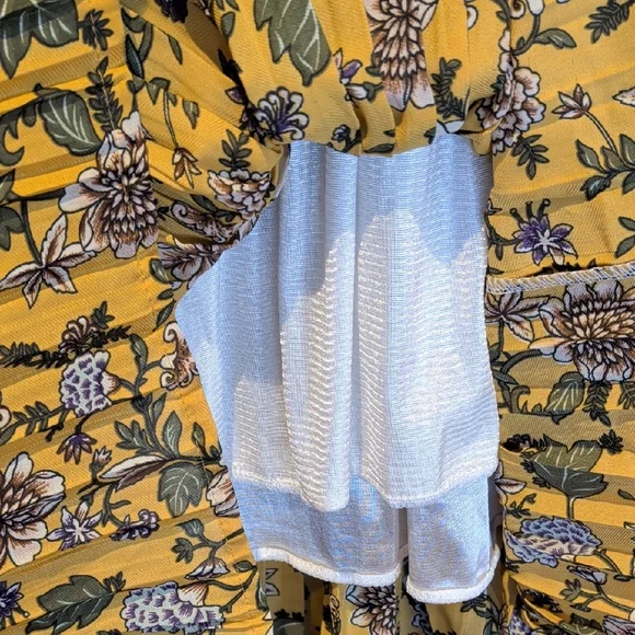 Long Sleeve Floral Midi Dress - Mustard Yellow - Picture 5 of 8